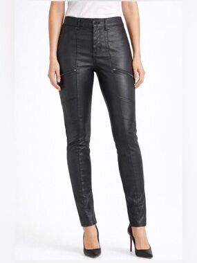 White House Black Market The Skinny Faux‎ Leather Moto Pants Womens Size 4 Black